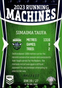 2024 NRL Traders Titanium - Running Machines #RM19 Simaima Taufa Back